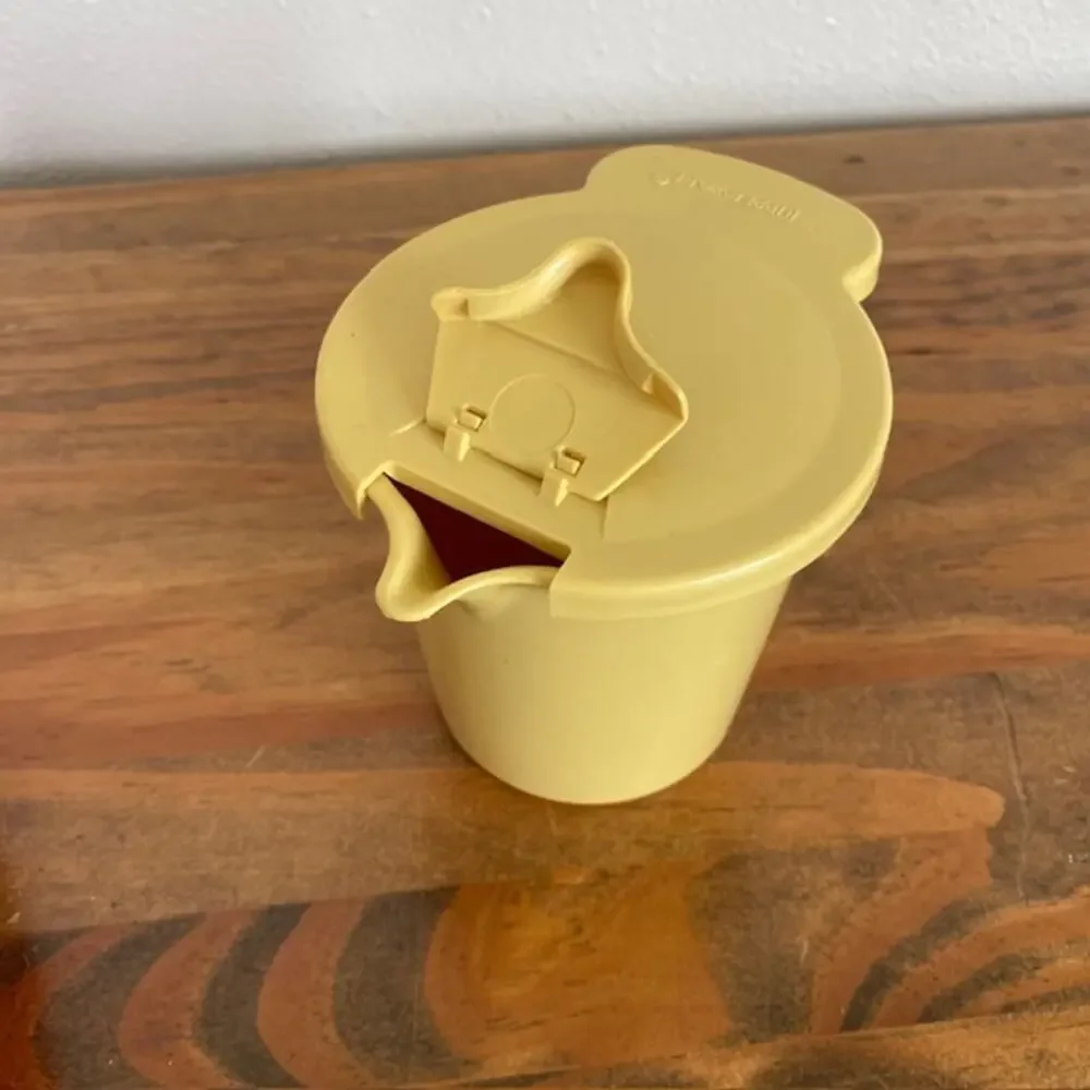 Vintage Tupperware Pieces - Yellow Creamer with Flip Top Lid & Deli Keeper